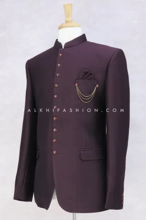 Elegant Dark Wine Jodhpuri Suit From Palkhi Fashion