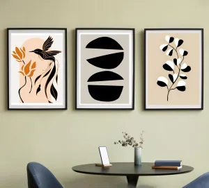 Elegant Echoes: Trio Minimalist Botanical Wall Art