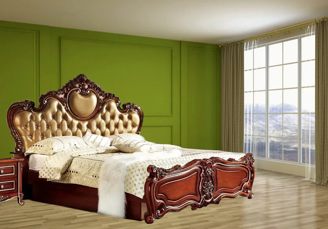 Elegant European Style Wooden Bed