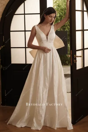 Elegant Floral Texture Pocket A-line Wedding Dress