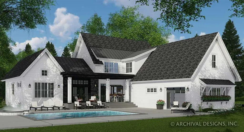 Elegant Four-Bedroom Home Plan with Spacious Design