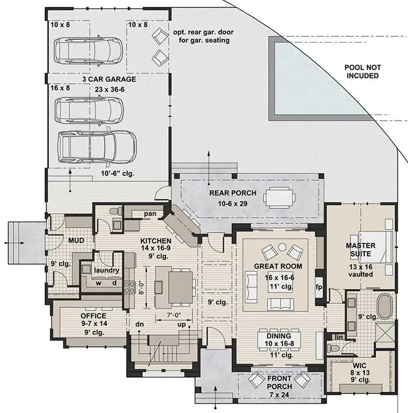 Elegant Four-Bedroom Home Plan with Spacious Design