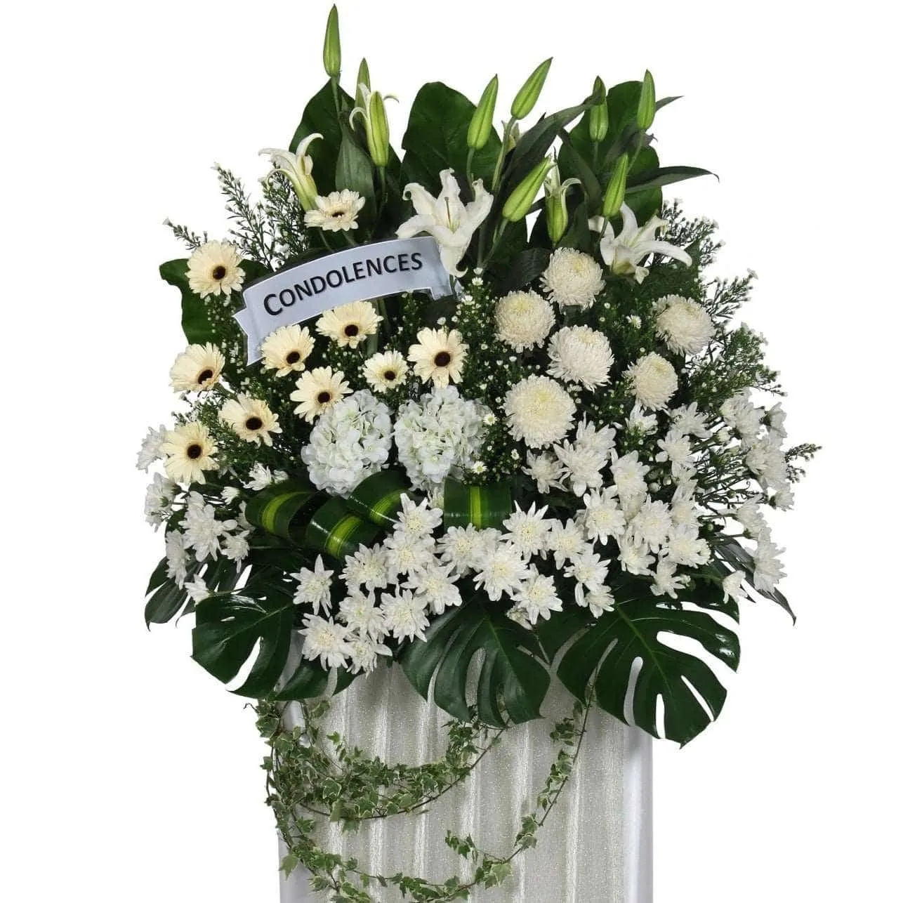 Elegant Funeral Wreath in Serene Champagne | W496