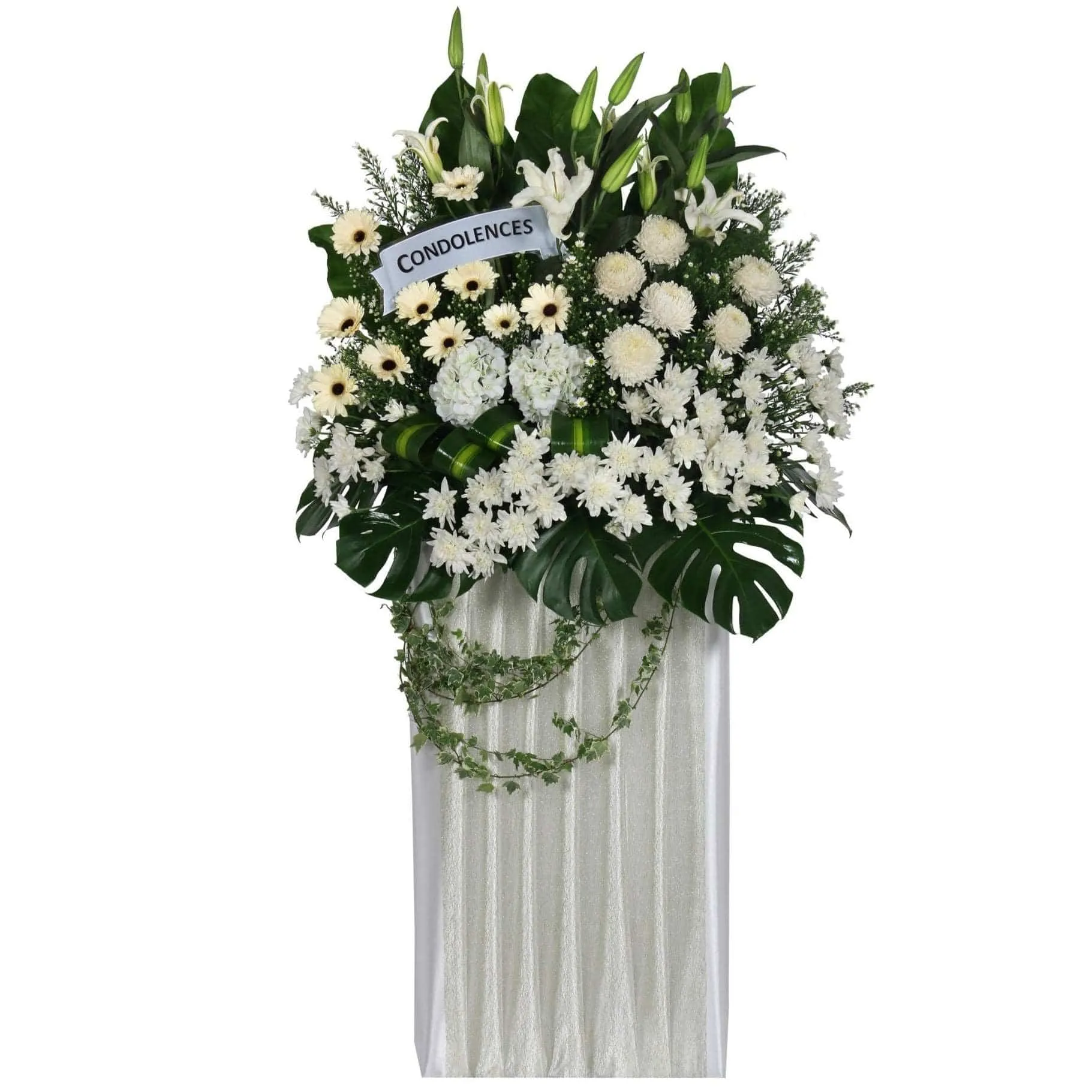 Elegant Funeral Wreath in Serene Champagne | W496