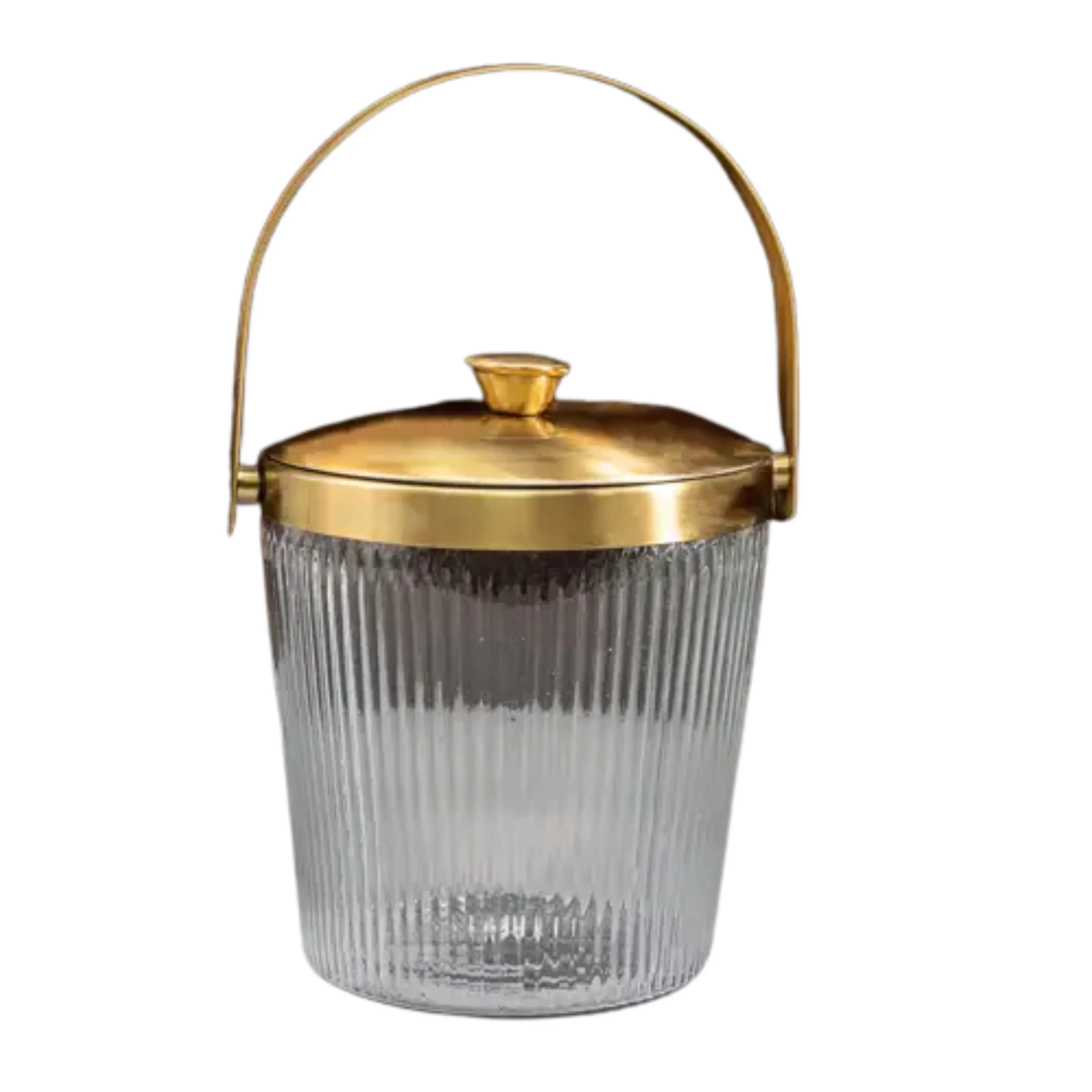 Elegant Glass & Gold Ice Bucket