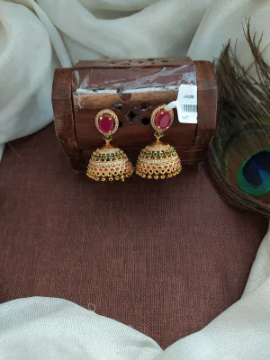 Elegant Gold-Plated Oval Shape Jhumki With Golden Balls