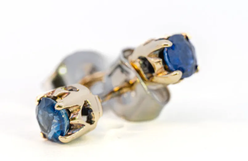 Elegant Gold-Plated Sapphire Stud Earrings - Timeless Elegance