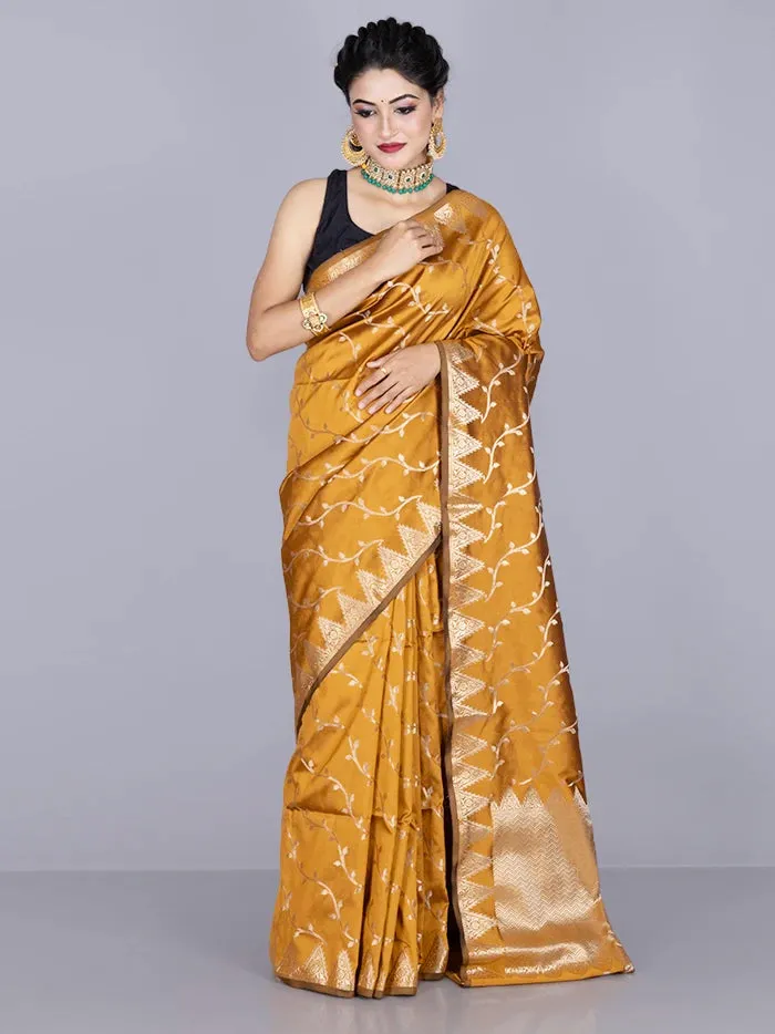 Elegant Goldenrod Allover Katan Silk Saree