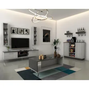 Elegant Gray TV and Coffee Table Set with Ample Storage