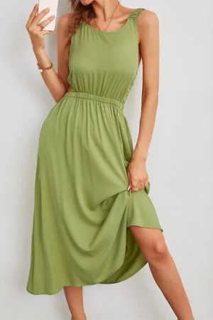 Elegant green Halter Backless Dress