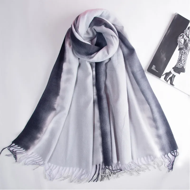 Elegant lady style gradient scarf autumn and winter shawl imitation cashmere scarf women's warm scarf