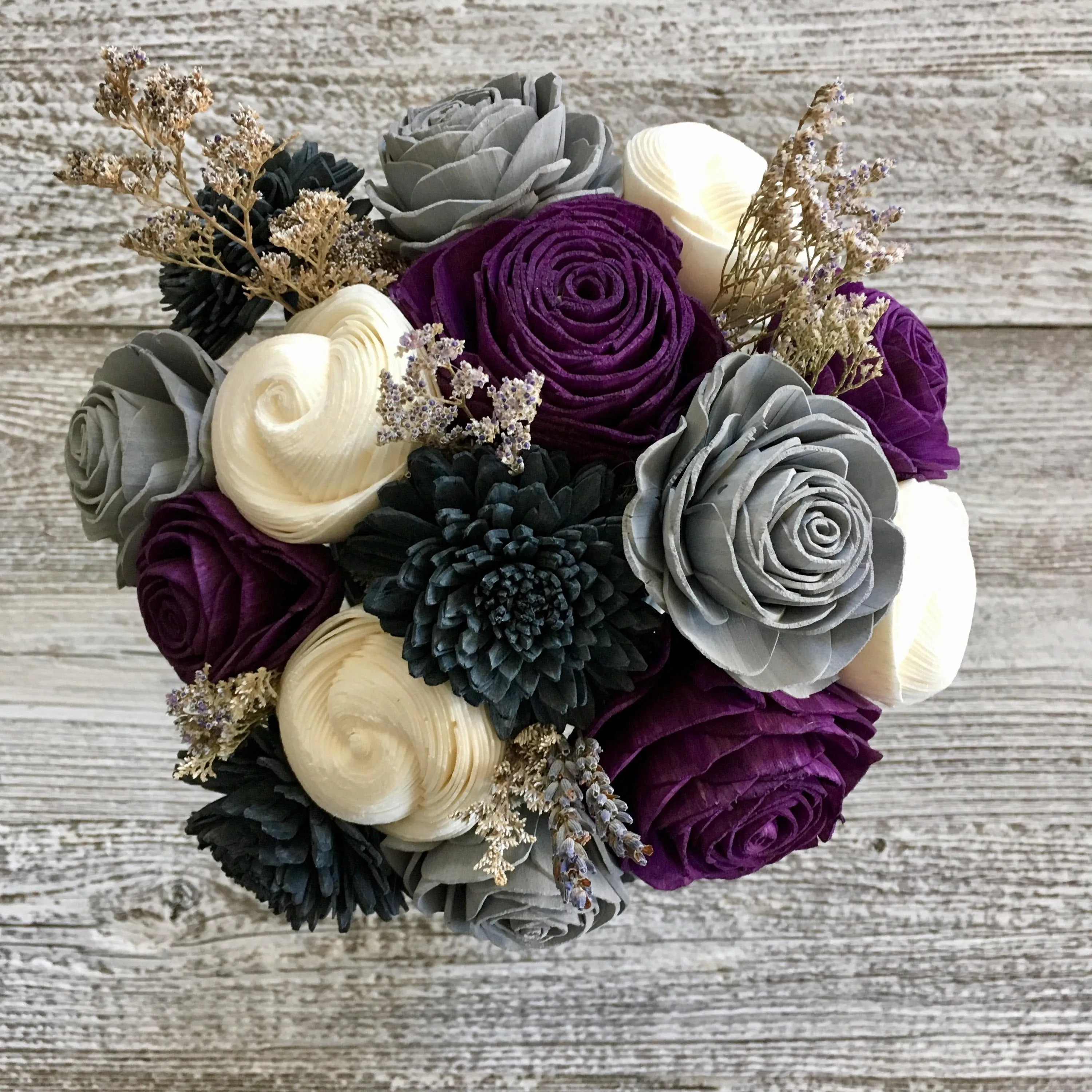 Elegant Lavender Wooden Flower Bouquet