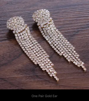 Elegant Line Drop Rhinestone Earrings