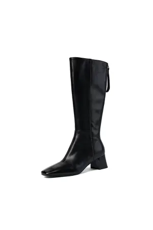 Elegant Long Heel Smooth Leather Boots