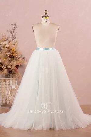 Elegant Long Ice Blue Puffy Tulle Bridal Skirt