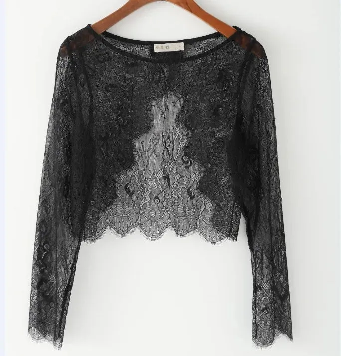 Elegant Long Sleeve Lace Jacket Wedding Bolero