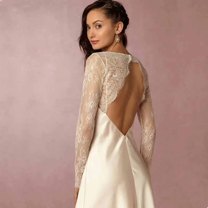 Elegant Long Sleeve Lace Jacket Wedding Bolero