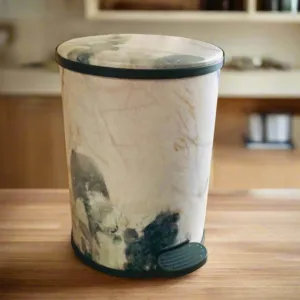 Elegant Marble Style PVC Pedal Dustbin Durable And Stylish Waste Solution By APT