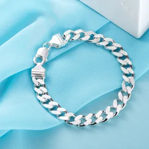 Elegant Masculinity Rhodium Plated 925 Sterling Silver Men's Bracelets