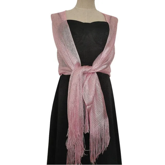 Elegant Metallic Evening Party Dress Shawl Scarf in Many Colors