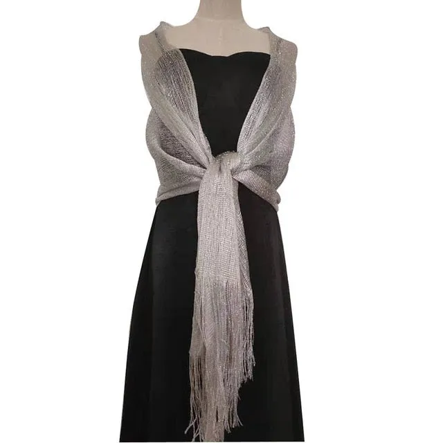 Elegant Metallic Evening Party Dress Shawl Scarf in Many Colors