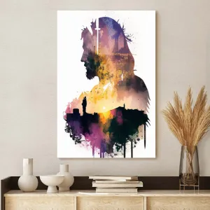 Elegant Minimalist Jesus Silhouette - Jesus Canvas Art - Christian Wall Canvas