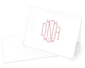 Elegant Monogrammed Folded Note Cards with Envelopes