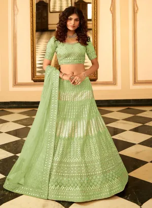 Elegant Organza Gota Patti Lehenga Choli in Pista Green