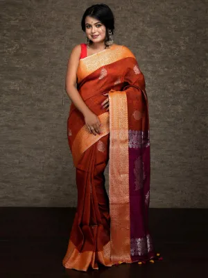 Elegant Par Anchal Buti Linen Silk Saree