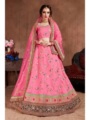 Elegant Pink Designer Embroidered Bridal wear Lehenga Choli