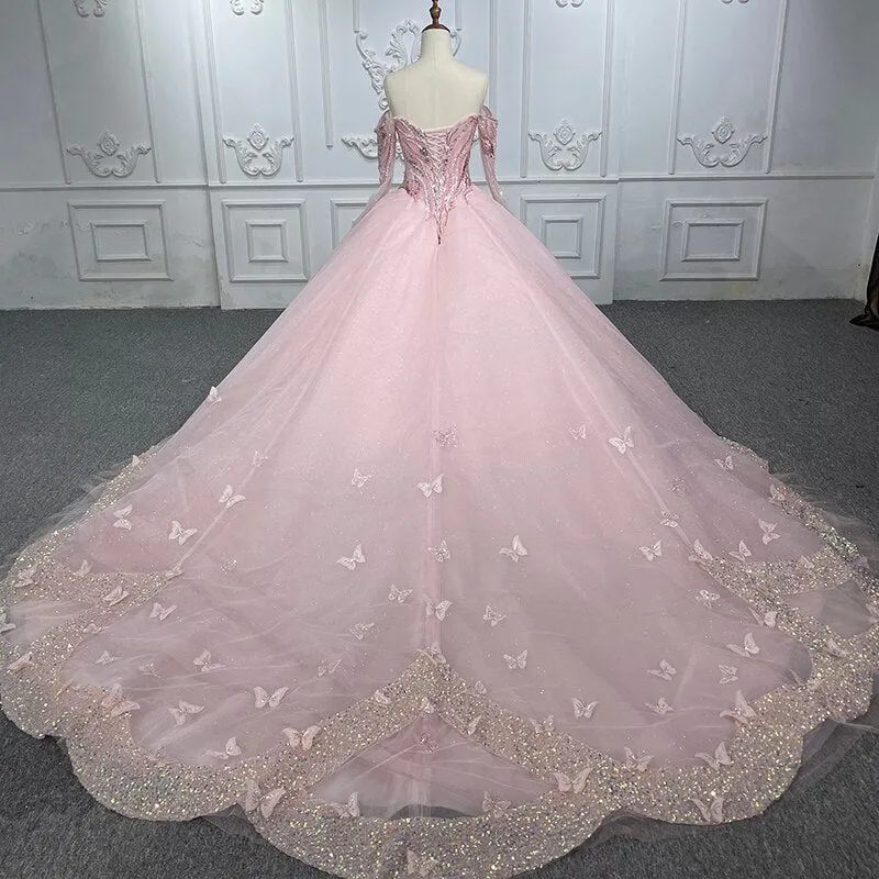 Elegant Quinceanera Pink Ball Gown Dress