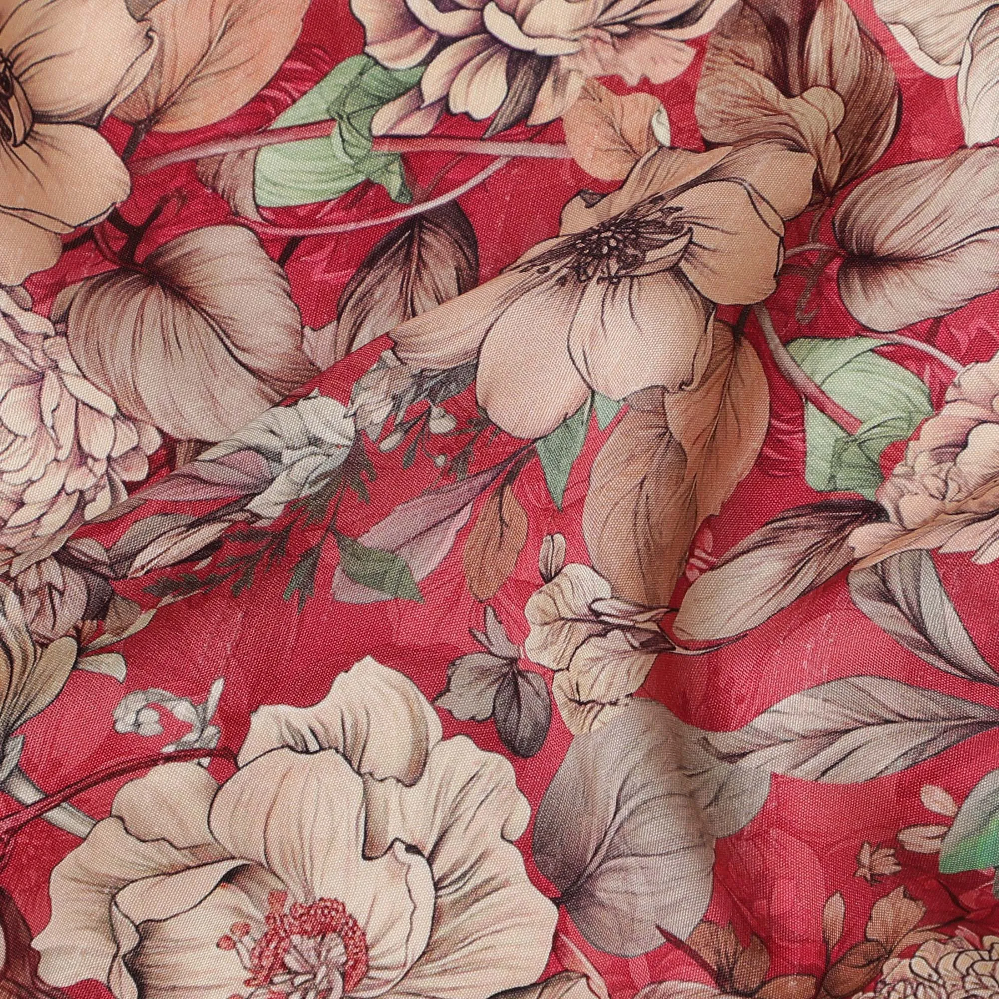 Elegant Red Floral Viscose Fabric - 110 cm Wide-D19409