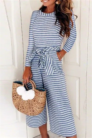 Elegant Sleeveless Striped Jumpsuit