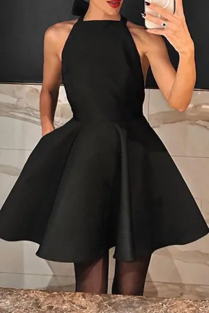 Elegant Solid Backless With Bow Halter Evening Dress Dresses