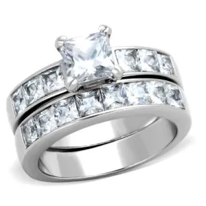 Elegant Stainless Steel CZ Ring - A Timeless Valentine's Gift