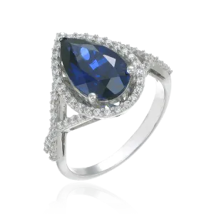 Elegant Teardrop Ring with Blue Sapphire