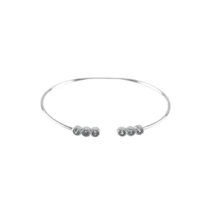 Elegant Thin Delicate Wire Band Round CZ Dainty Brass Bangle