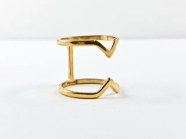 Elegant Thin Shiny Open Gold Tone Steel Ring