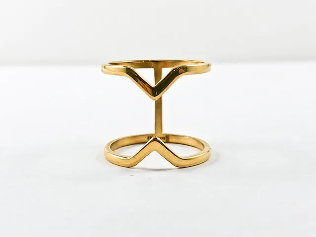 Elegant Thin Shiny Open Gold Tone Steel Ring