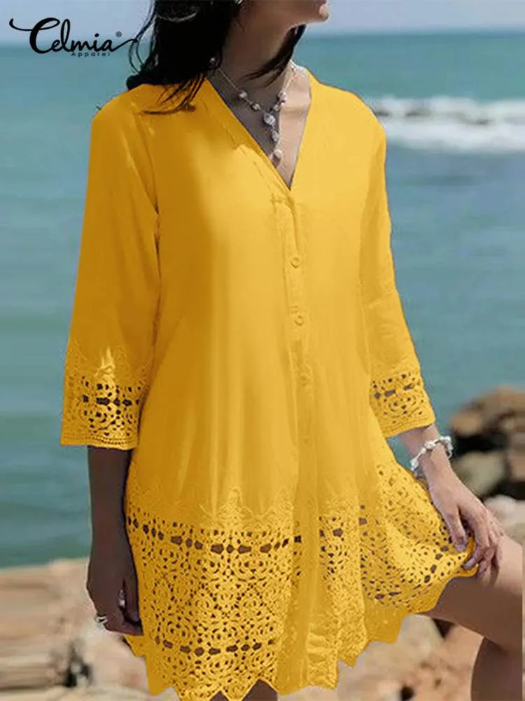 Elegant Women's Summer Leisure V-neck Mini Dress