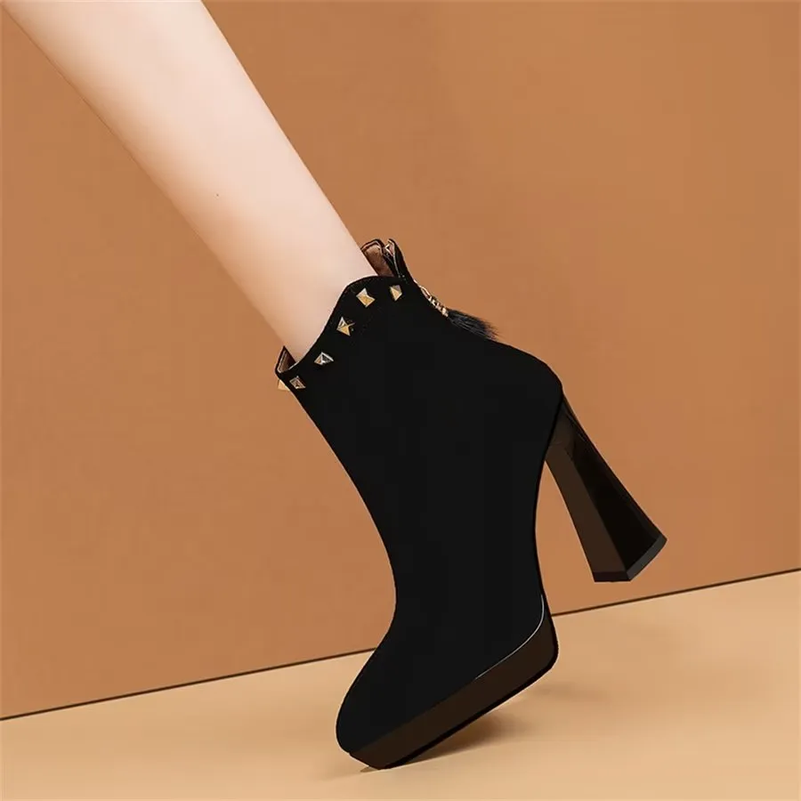 Elegant Zipper Pointed Toe Sculpted High Heel Boots