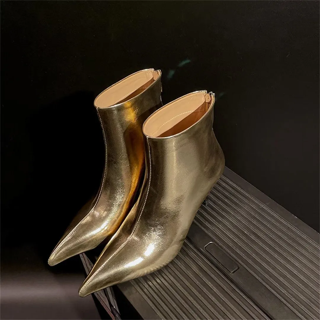 ElegantLeather Chic Pointed Toe Thin Heel Boots