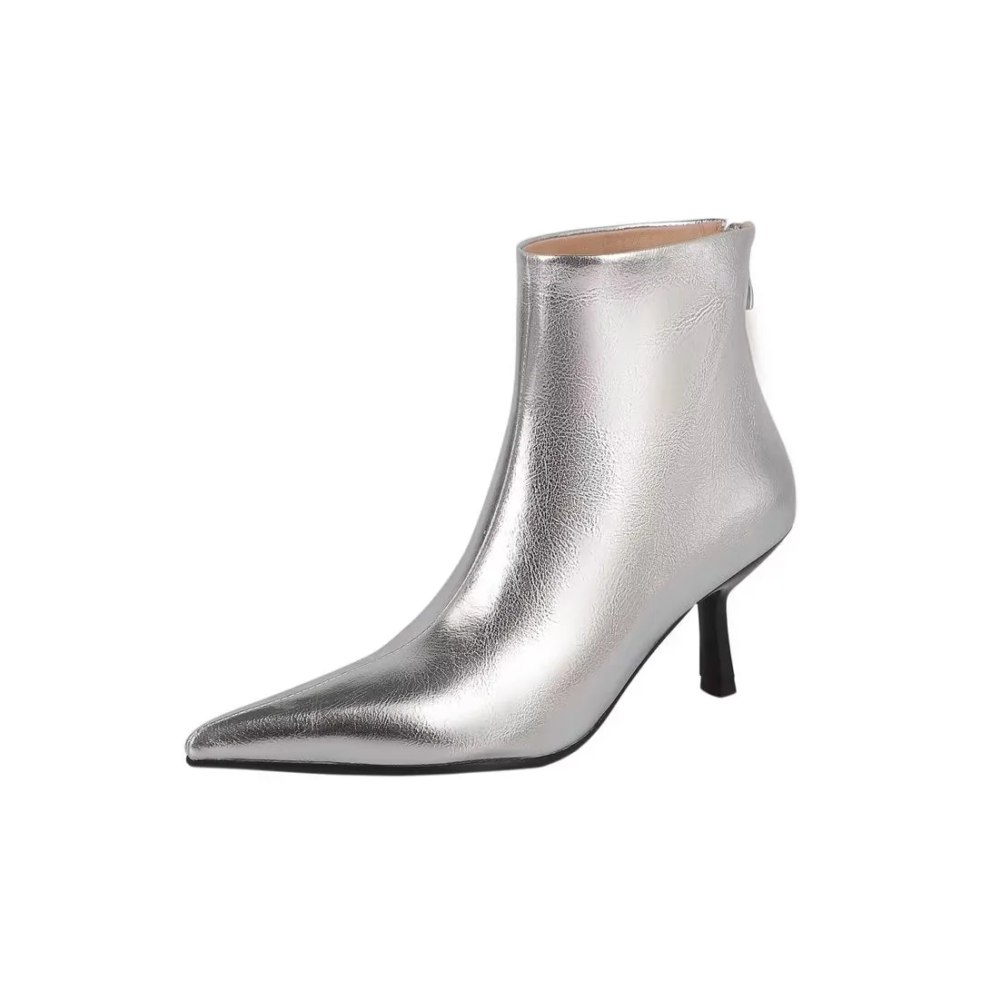 ElegantLeather Chic Pointed Toe Thin Heel Boots