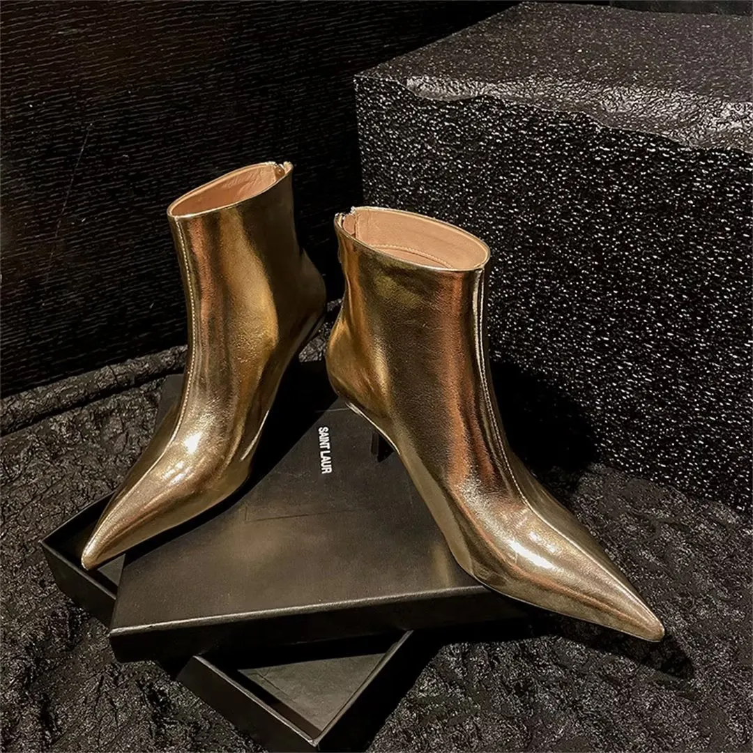 ElegantLeather Chic Pointed Toe Thin Heel Boots