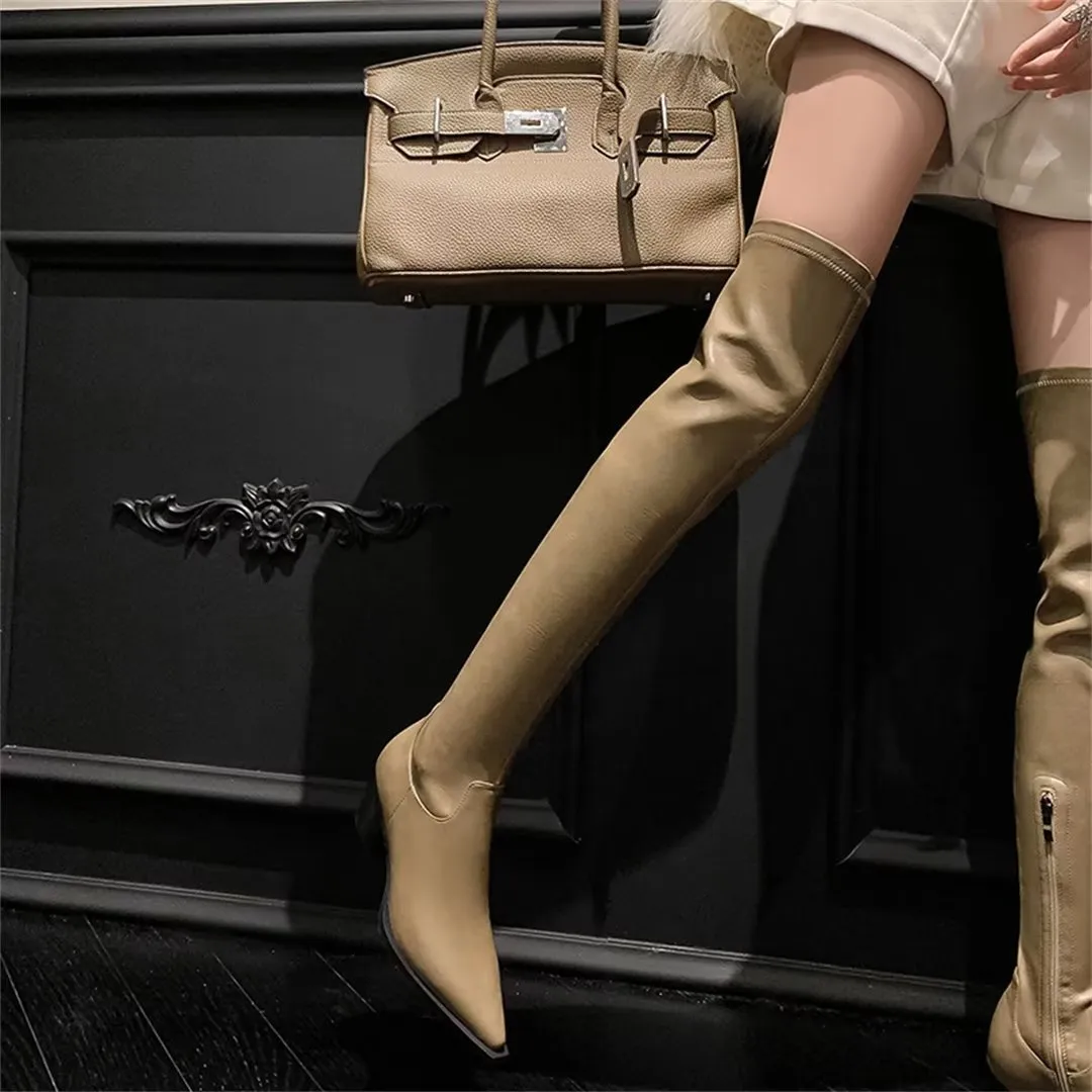 ElegantLeather Over-Knee Pointed Toe Heel Boots