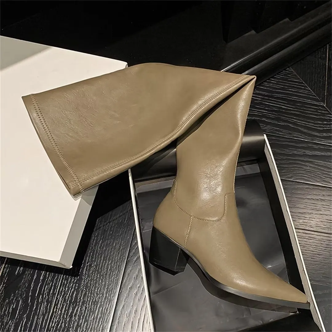 ElegantLeather Over-Knee Pointed Toe Heel Boots