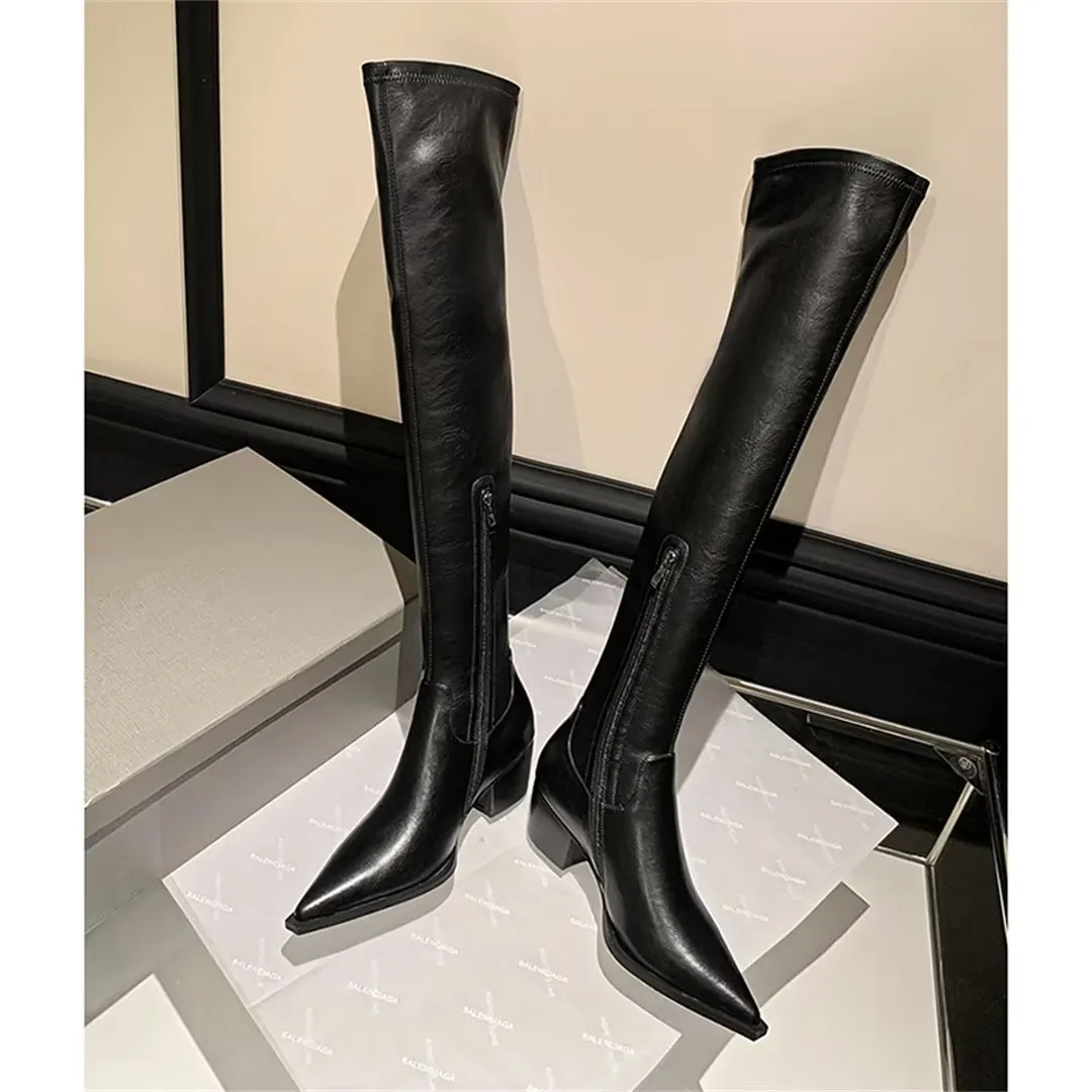 ElegantLeather Over-Knee Pointed Toe Heel Boots