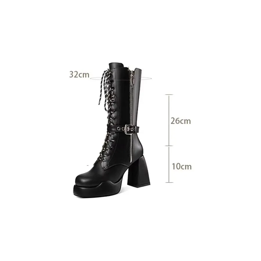 ElegantZip Round Toe High Heel Boots