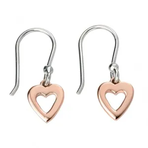 Elements Silver Rose Gold Open Heart Earrings E5139