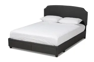 Elena Dark Gray Fabric 2-Drawer Platform Storage Bed (Queen)